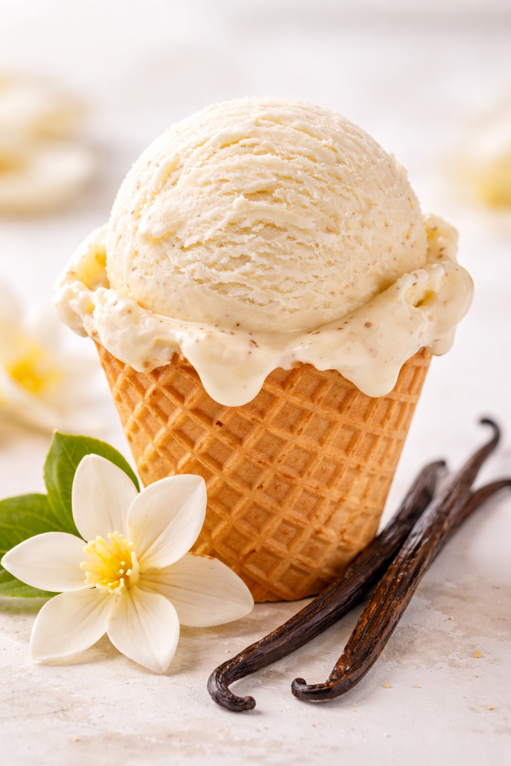Vanilla ice cream and bean details